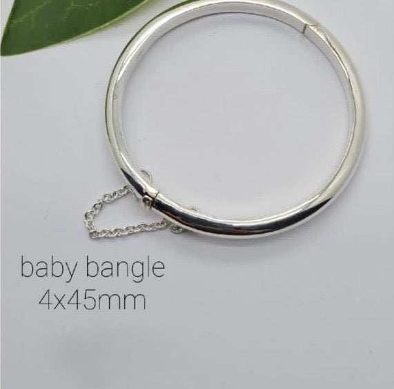 Sterling silver secured lock baby bangle