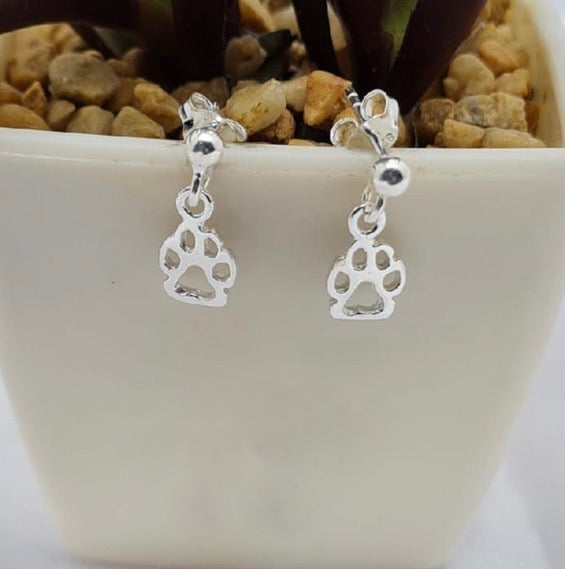 Sterling Silver Hanging Paw Prints
