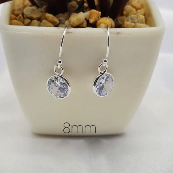 8 mm cubic zirconia short stem earrings