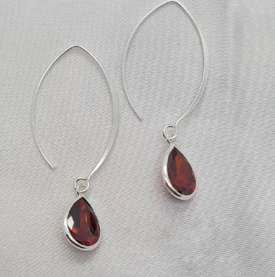 Red teardrop cubic zirconia on long wire