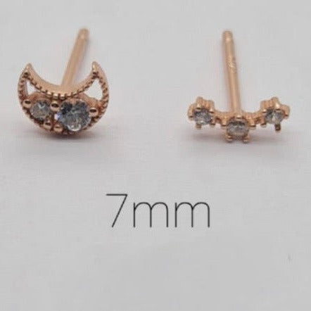 Rose Gold Moon and Stars Stud Earrings