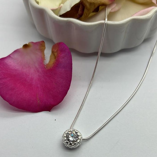 Exquisite Protea setting pendant with most beautiful shaped cubic zirconia