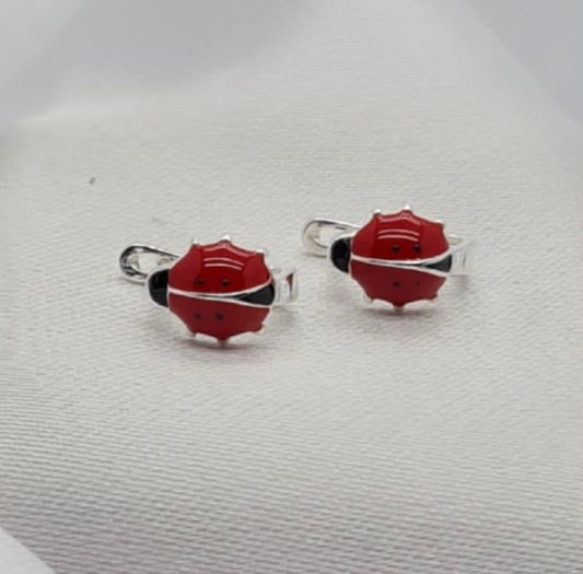 Sterling silver lady bug stud earrings