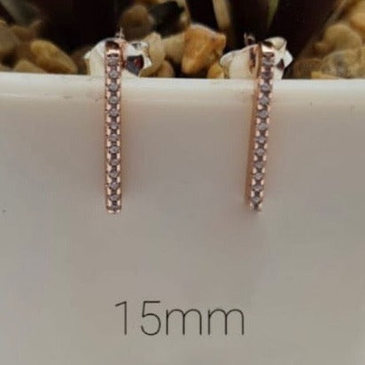 Rose Gold Pave Vertical Stud Earrings