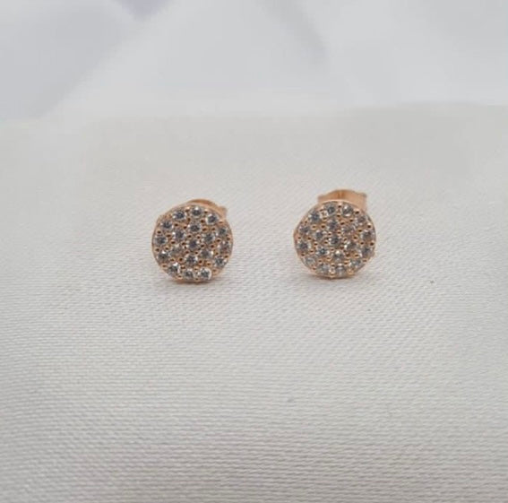 Rose gold round pavé stud