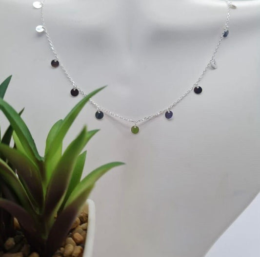 Sterling silver necklace with lots op tiny shiny drops